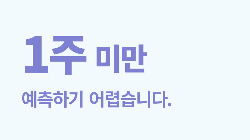 1주 미만 예측하기 어렵습니다.