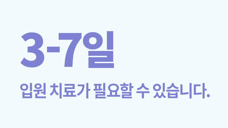 3-7일 입원 치료가 필요할 수 있습니다.